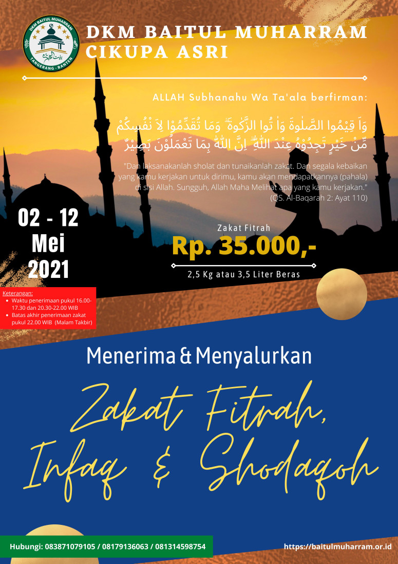 Penerimaan dan Penyaluran Zakat Fitrah, Infaq dan Shadaqah 1442H